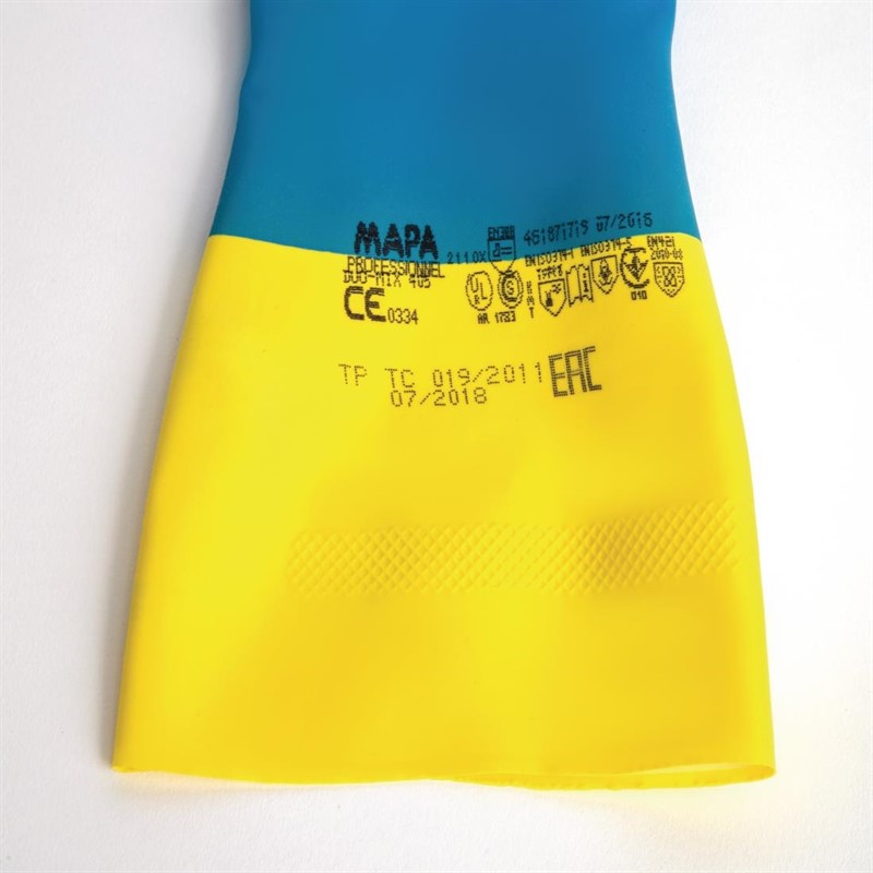  Mapa Gants &eacute;tanches protection chimique l&eacute;g&egrave;re bleus et jaunes Alto 405 