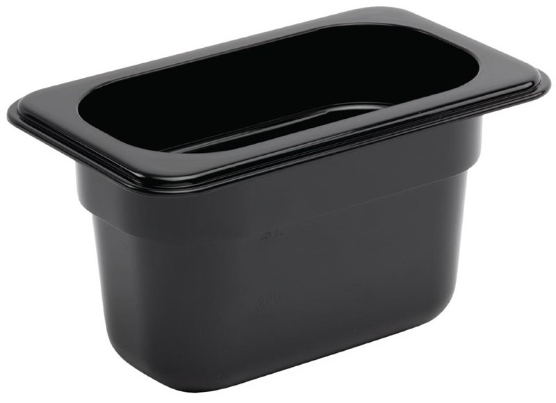  Vogue Bac Gastronorme en polycarbonate noir un neuvi&egrave;me 100mm Vogue 