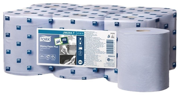  Tork Bobines de papier d'essuyage pour distributeur &agrave; d&eacute;vidage central x6 bleues 