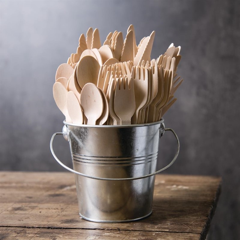  Fiesta Cuill&egrave;res &agrave; dessert en bois biod&eacute;gradables lot de 100 