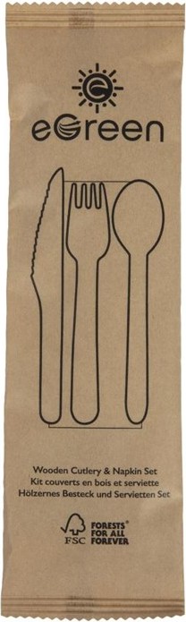  eGreen Ensembles de couverts en bois 4-en-1 emballages individuels kraft (lot de 250) 