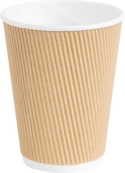  Fiesta Gobelets boissons chaudes paroi isolante ondul&eacute;e marron clair 340ml x25 