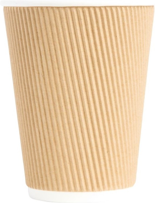  Fiesta Gobelets boissons chaudes paroi isolante ondul&eacute;e marron clair 340ml x25 