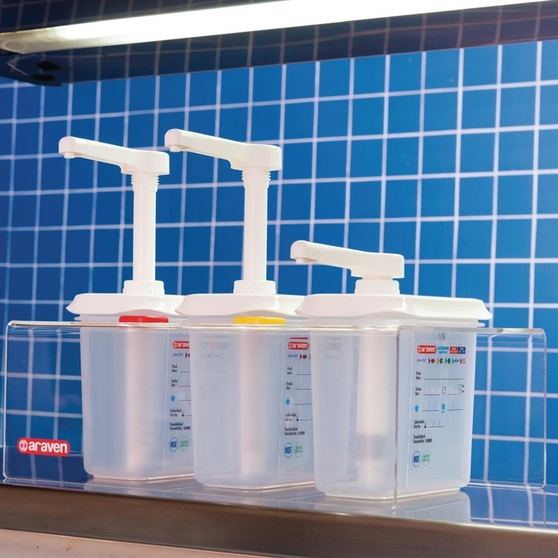  Araven Lot de 3 distributeurs de sauce GN 1/9 transparents 1,5L 