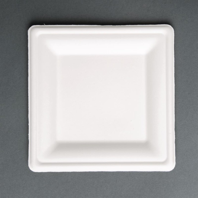  Fiesta Assiettes carr&eacute;es compostables en bagasse Green 261mm (lot de 50) 