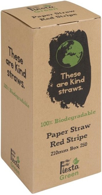  Fiesta Pailles en papier compostables Green ray&eacute;es rouge et blanc 