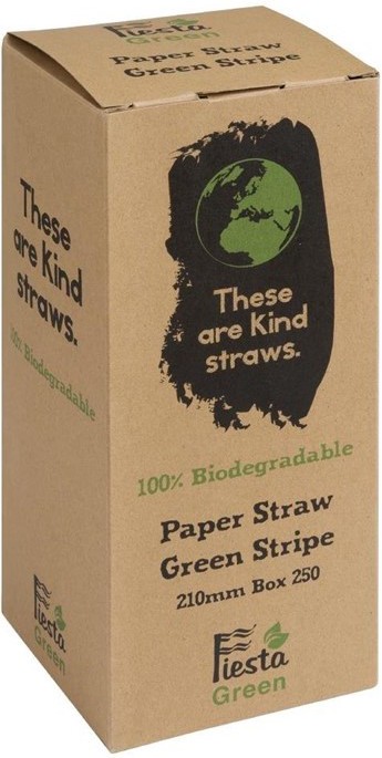  Fiesta Pailles en papier compostables Green ray&eacute;es vert et blanc 