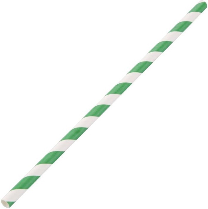  Fiesta Pailles en papier compostables Green ray&eacute;es vert et blanc 