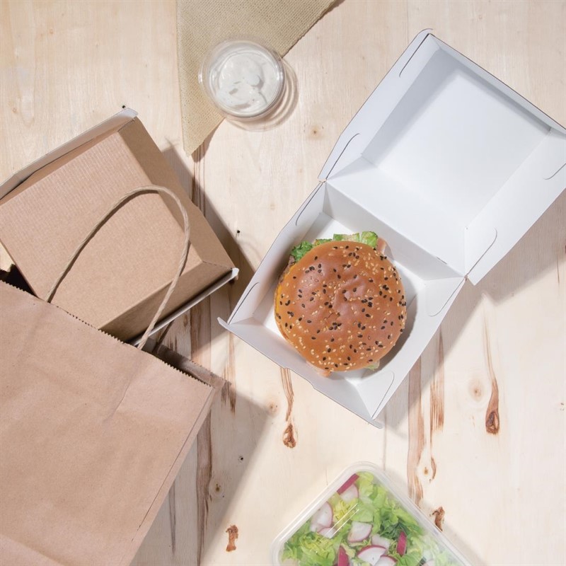  Fiesta Grandes bo&icirc;tes hamburger compostables kraft Green 112mm (lot de 150) 