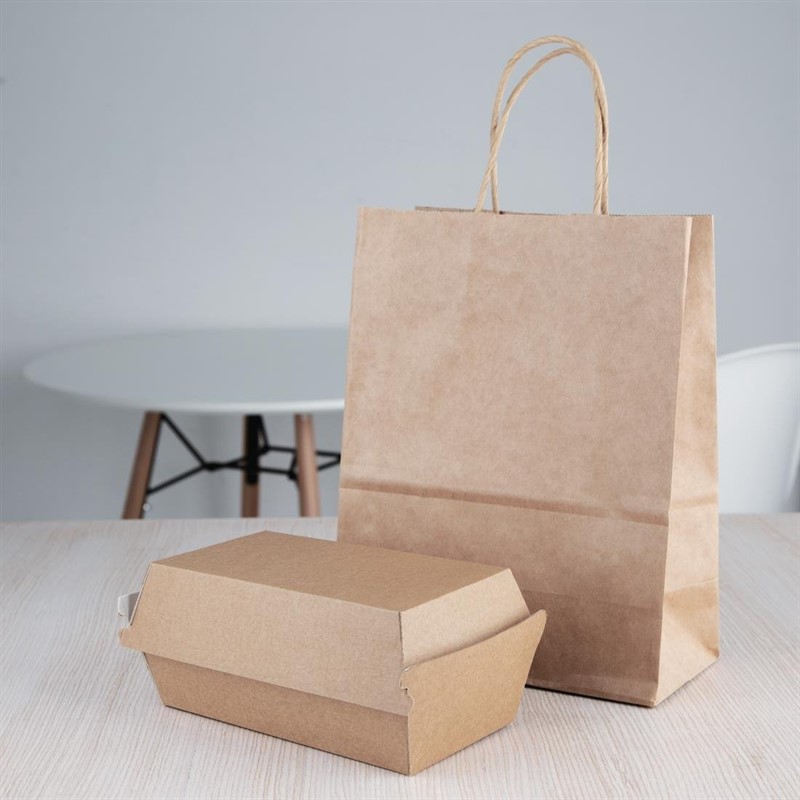  Fiesta Petites bo&icirc;tes kraft avec couvercle &agrave; charni&egrave;re compostables Green 172mm (lot de 200) 