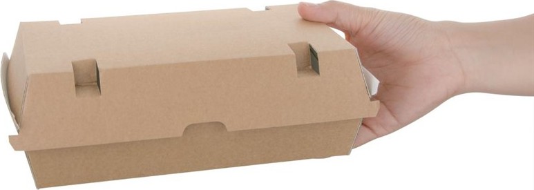 Fiesta Grandes bo&icirc;tes kraft avec couvercle &agrave; charni&egrave;re compostables Green 204mm (lot de 100) 