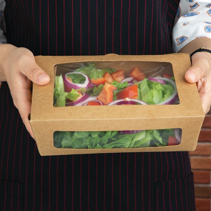  Fiesta Bo&icirc;tes salade compostables avec fen&ecirc;tre en PLA Compostable 1600ml (lot de 200) 