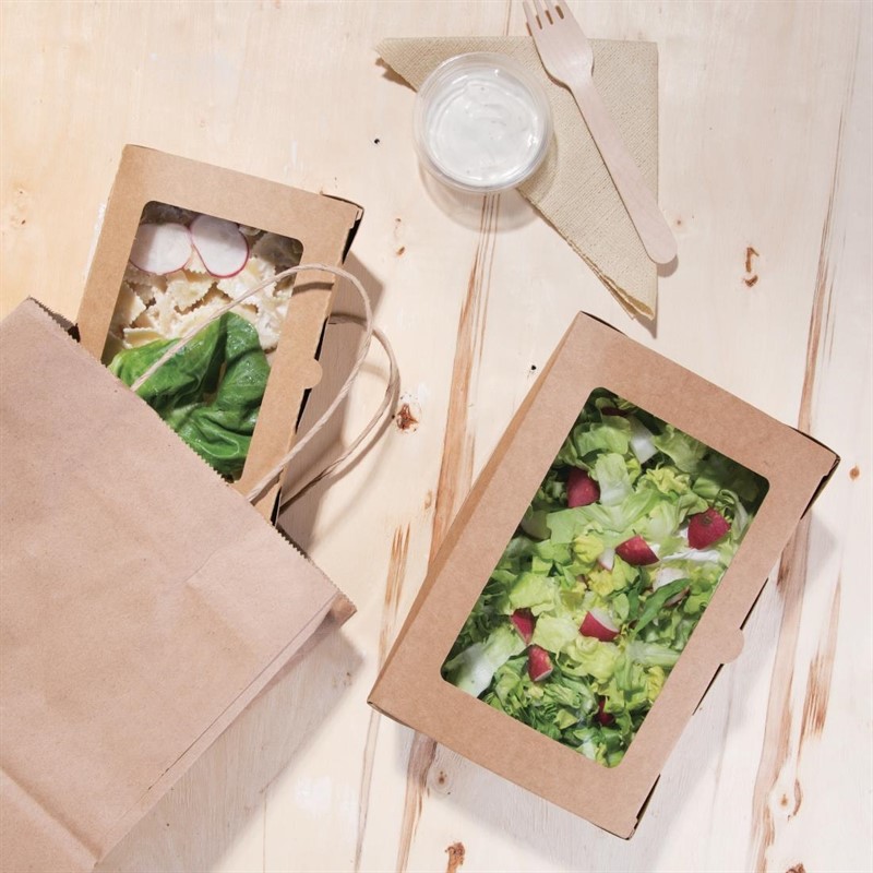  Fiesta Bo&icirc;tes salade compostables avec fen&ecirc;tre en PLA Compostable 1600ml (lot de 200) 