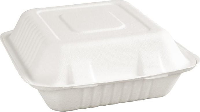  Fiesta Bo&icirc;tes 3 compartiments avec couvercle &agrave; charni&egrave;re compostables en bagasse Green 201mm (lot de 200) 