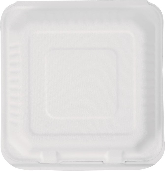  Fiesta Bo&icirc;tes avec couvercle &agrave; charni&egrave;re compostables en bagasse Green 236mm (lot de 200) 