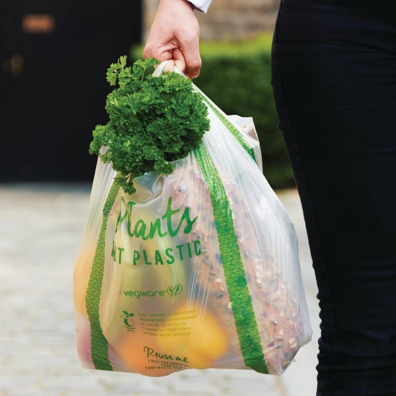  Vegware Sacs bretelles compostables en PLA taille moyenne (lot de 500) 