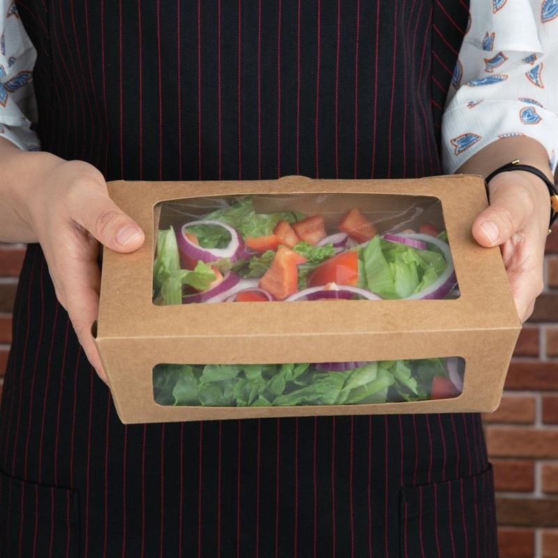  Fiesta Bo&icirc;tes salade avec fen&ecirc;tre PET Recyclable 1600ml (lot de 100) 