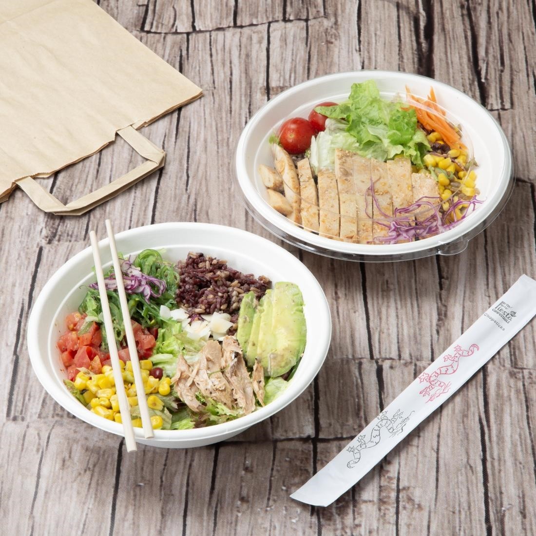  Fiesta Recyclable Couvercles PET pour poke bowls 682/909 ml (lot de 50) 