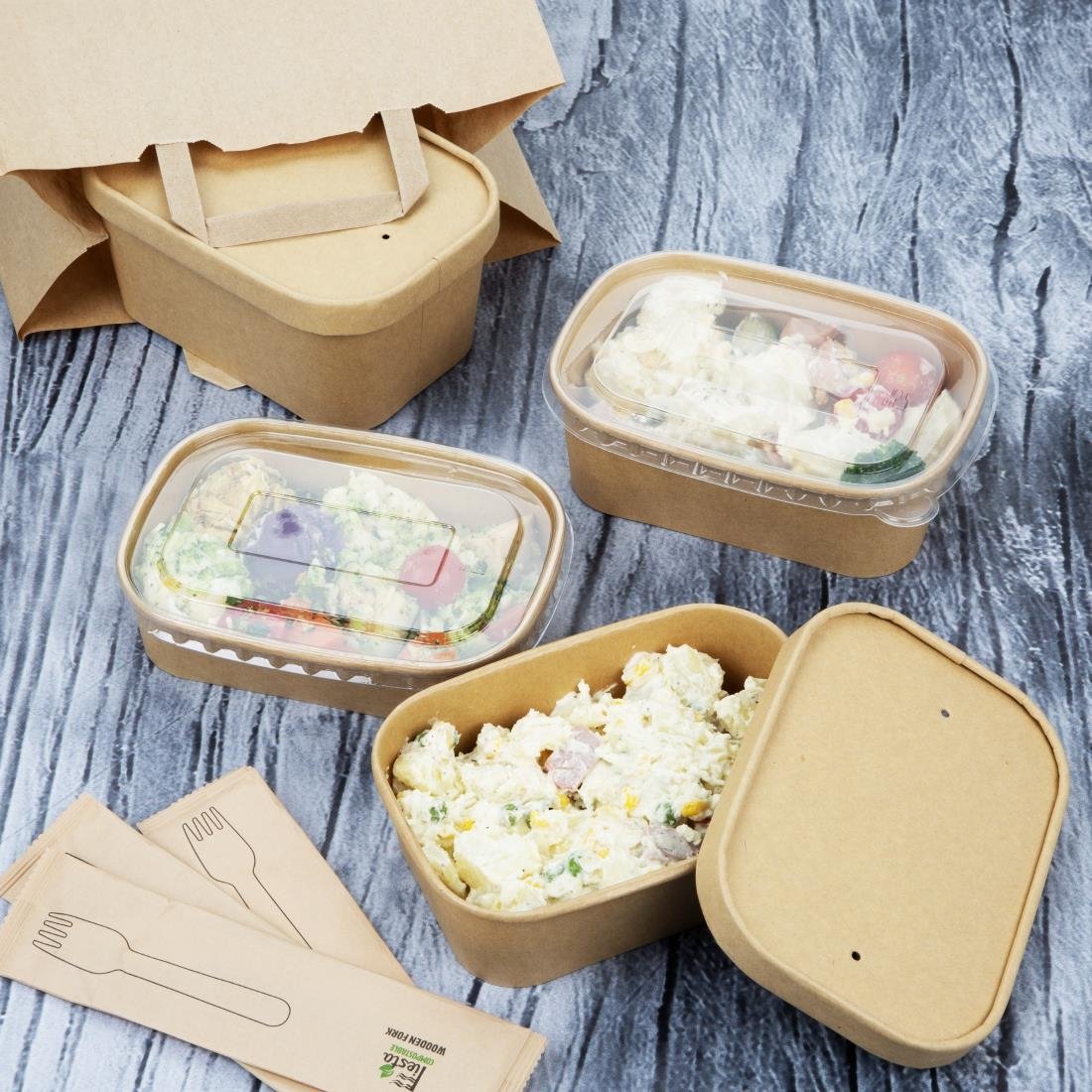  Fiesta Barquettes alimentaires rectangulaires Recyclable 750ml (lot de 300) 