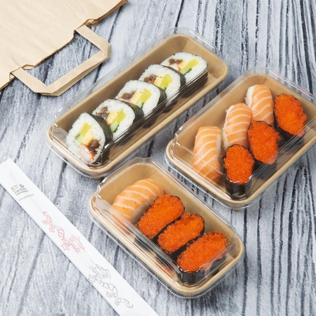  Fiesta Barquettes &agrave; sushi No 3 Recyclable 160x115mm (Paquet de 300) 