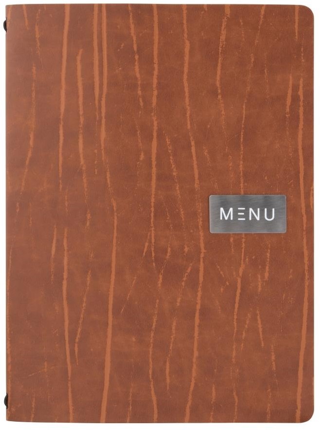  Securit Prot&egrave;ge-menu en cuir recycl&eacute; Gamme Leather A4 marron 