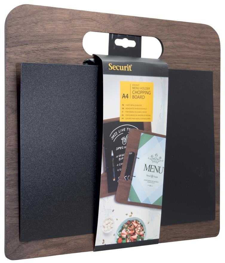  Securit Planche porte-menu &agrave; anneaux gamme Walnut 