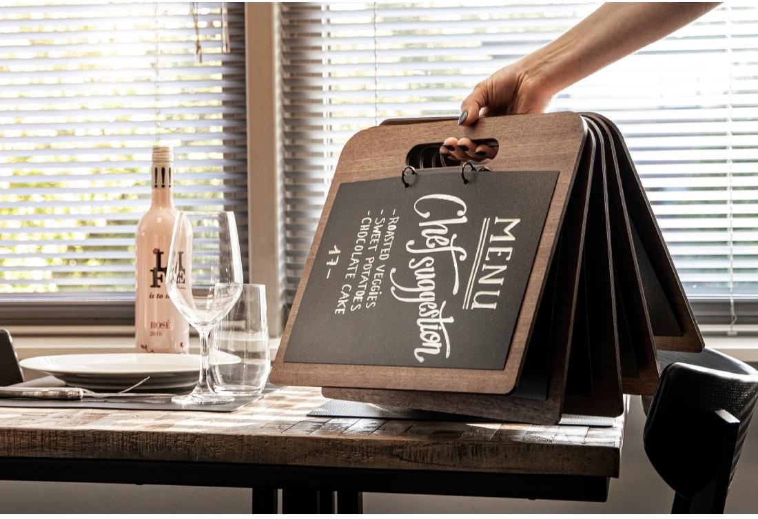  Securit Planche porte-menu &agrave; anneaux gamme Walnut 