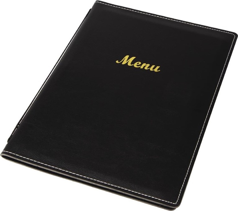  Olympia Prot&egrave;ge-menus en simili cuir A5 noir 