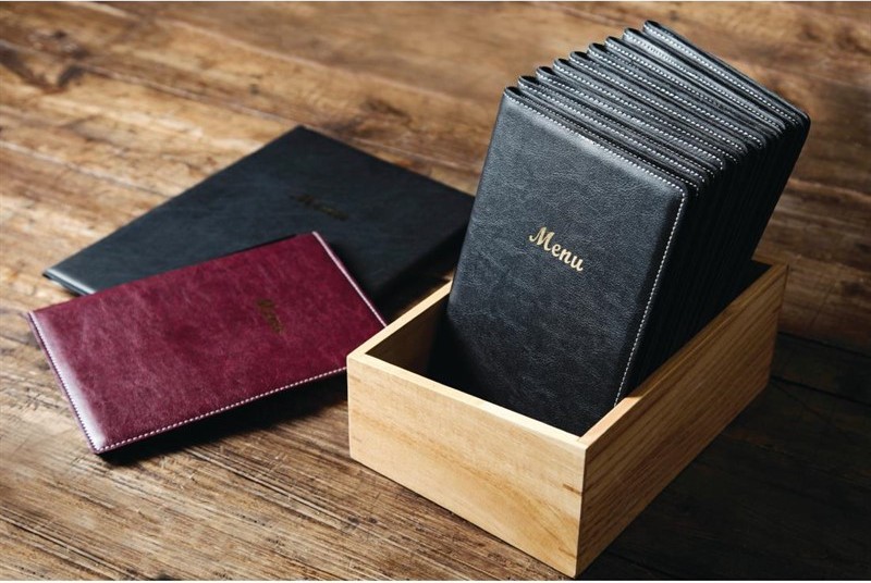  Olympia Prot&egrave;ge-menus en simili cuir A5 noir 