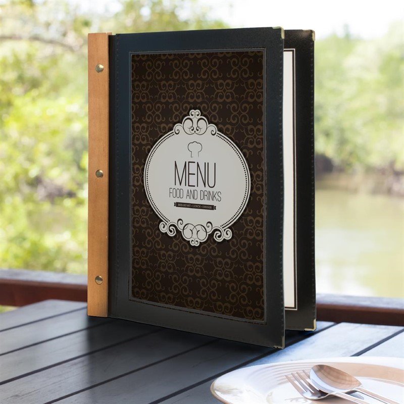  Securit Prot&egrave;ge-menus en bois noir A4 