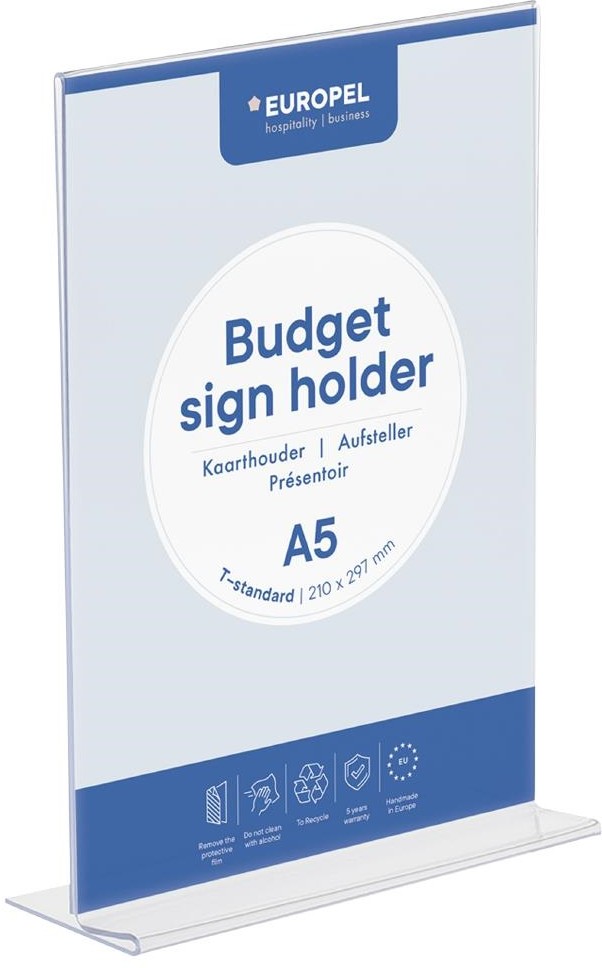  Europel Pr&eacute;sentoir de table Budget T-standard A5 transparent 