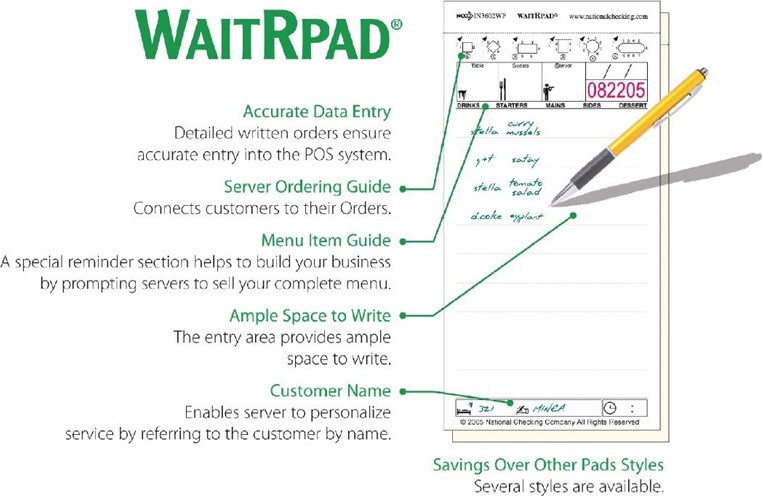  WaitRpad Carnets de commande autocopiants sans carbone WaitRpads (lot de 10) 