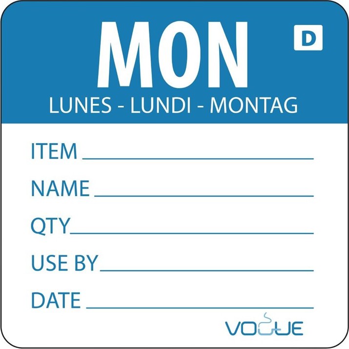  Vogue Etiquettes solubles jour de la semaine Lundi 