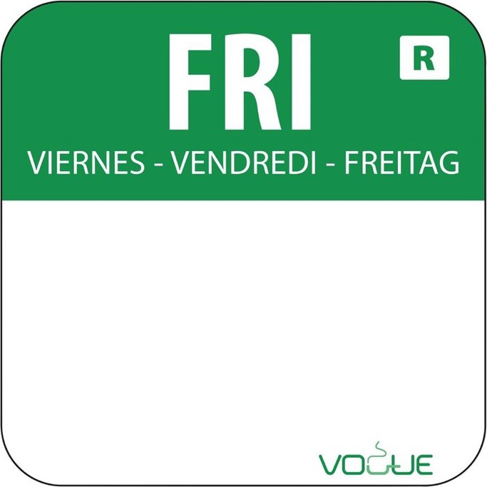  Vogue Etiquettes alimentaires code couleur vert vendredi 24mm 