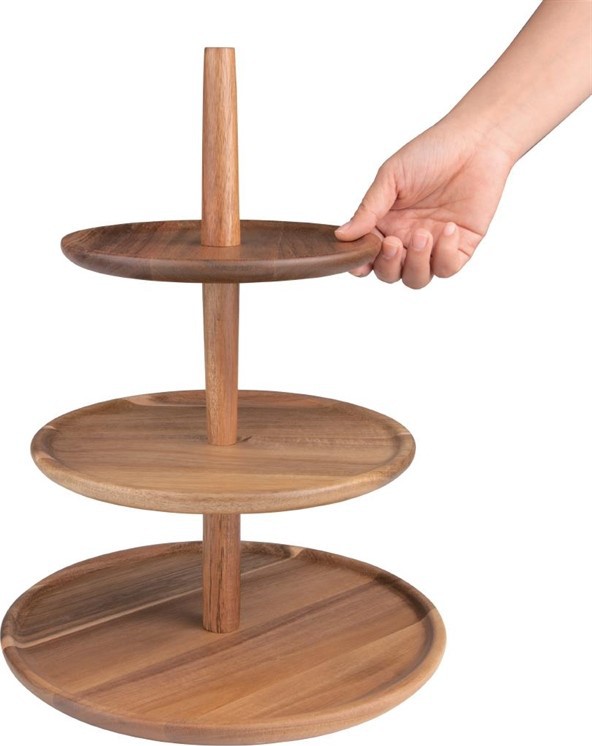  Olympia Pr&eacute;sentoir en acacia 3 niveaux 305(&Oslash;) x 395(H)mm 