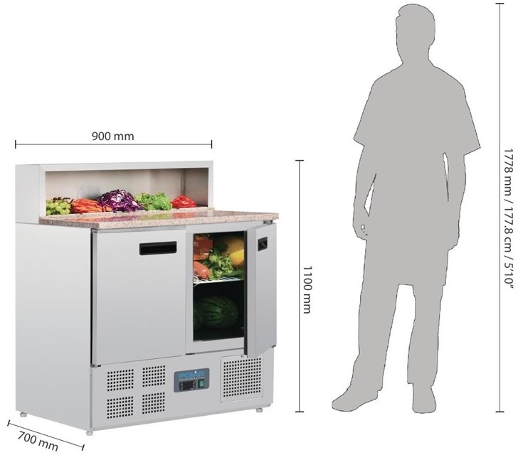  Polar Comptoir de pr&eacute;paration r&eacute;frig&eacute;r&eacute; &agrave; pizzas 288L S&eacute;rie G 