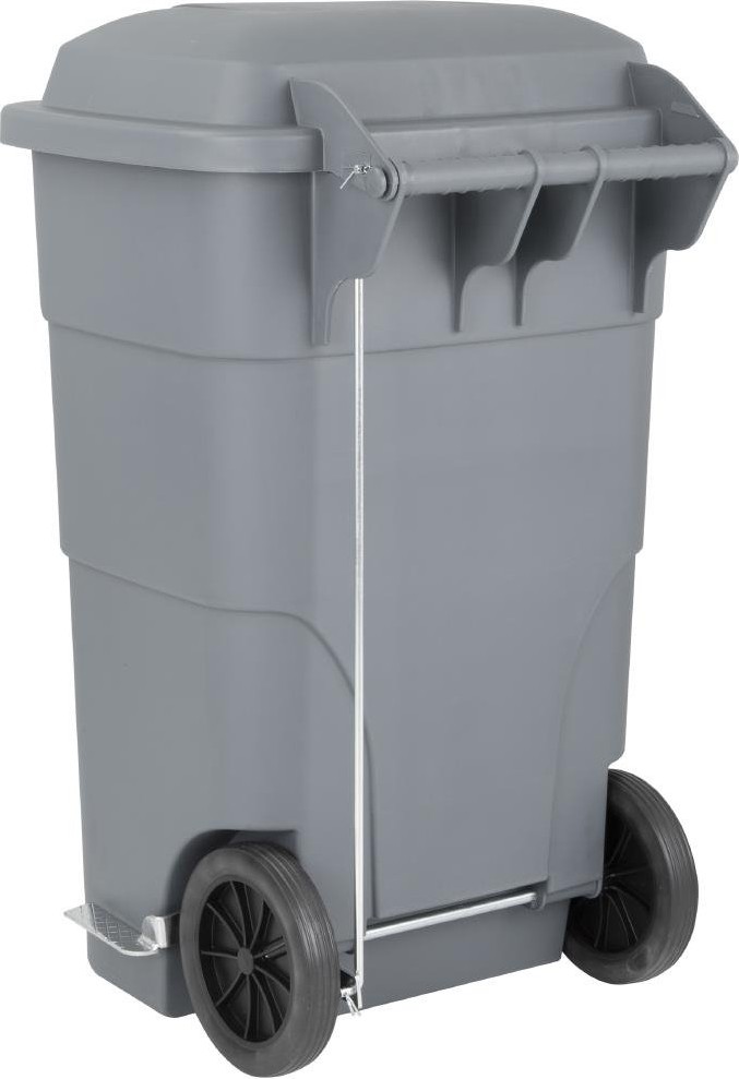  Jantex Poubelle &agrave; roulettes  avec p&eacute;dale 120L grise 