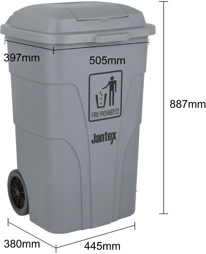  Jantex Poubelle &agrave; roulettes  avec p&eacute;dale 120L grise 