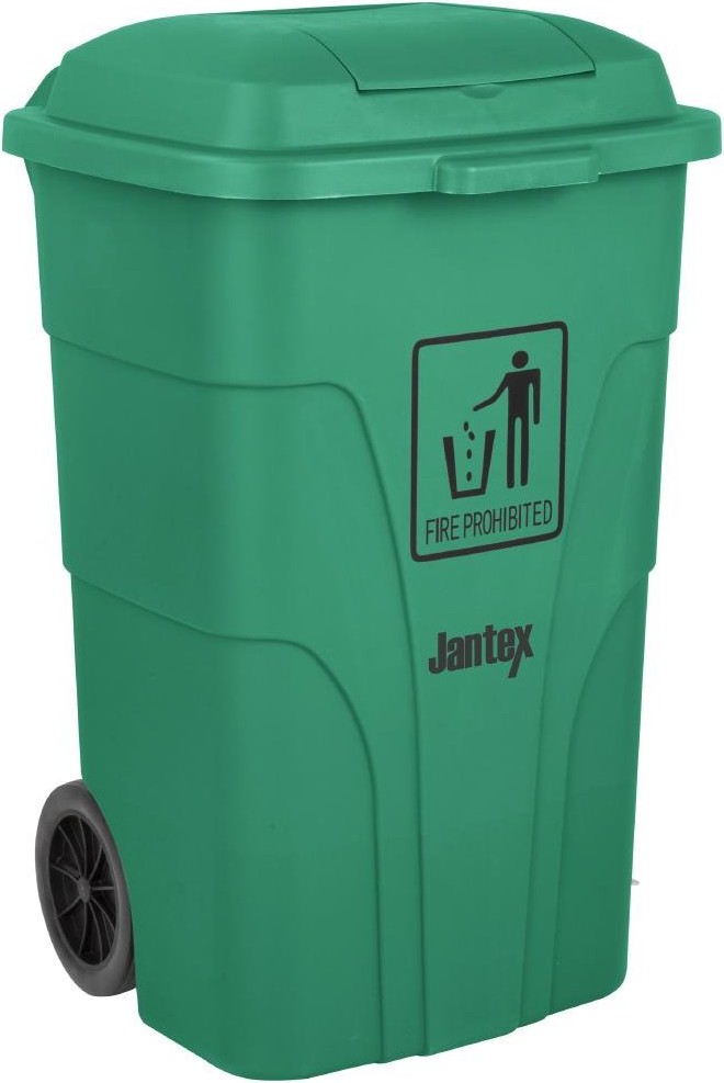  Jantex Poubelle &agrave; roulettes  avec p&eacute;dale 120L verte 
