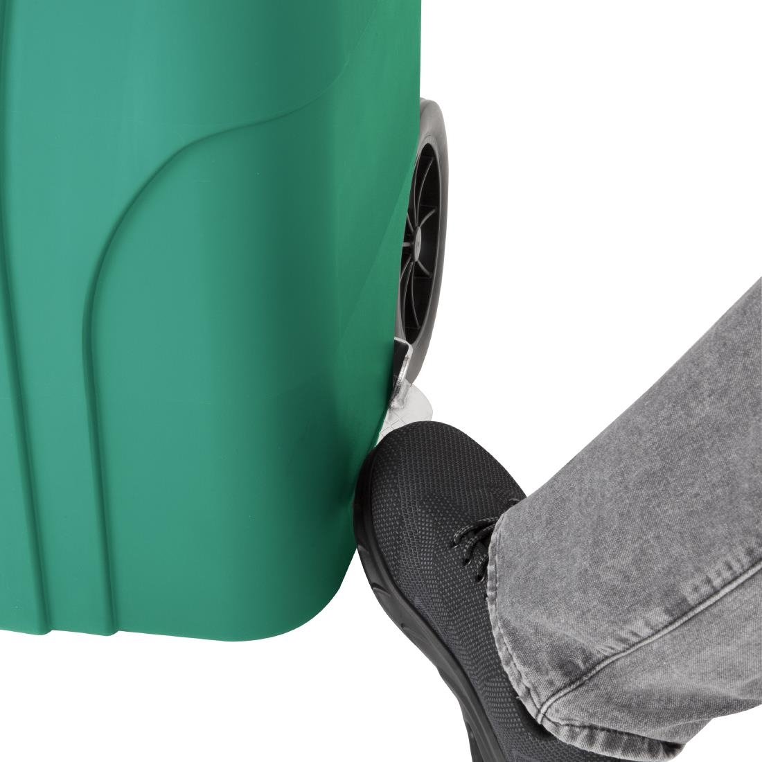  Jantex Poubelle &agrave; roulettes  avec p&eacute;dale 120L verte 