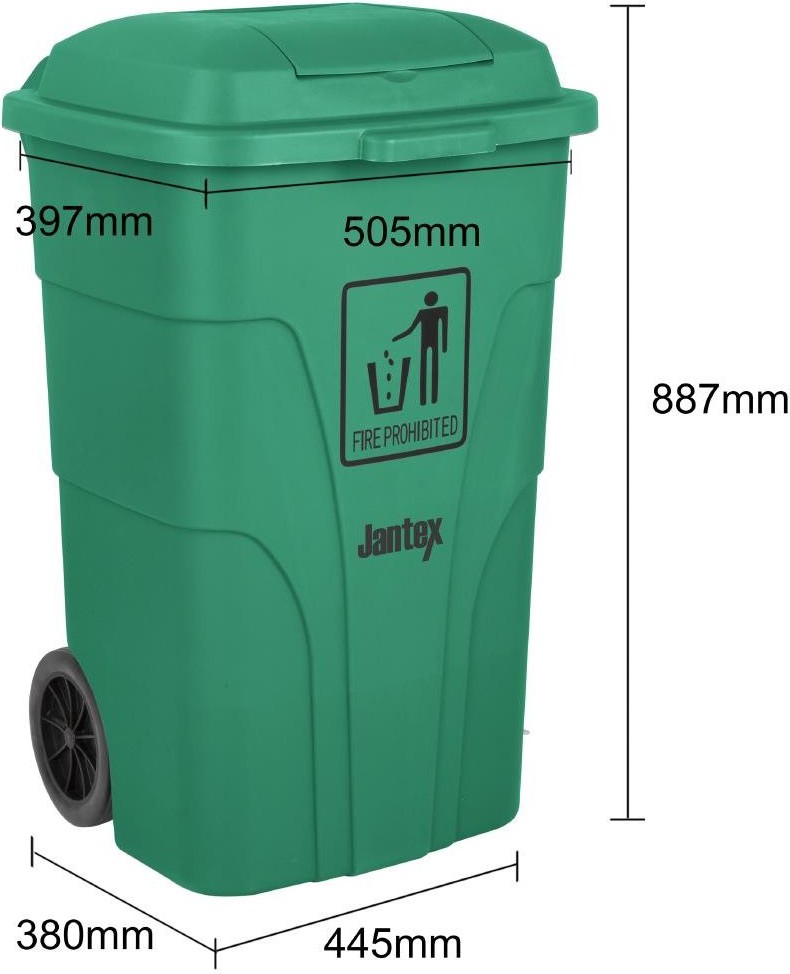  Jantex Poubelle &agrave; roulettes  avec p&eacute;dale 120L verte 