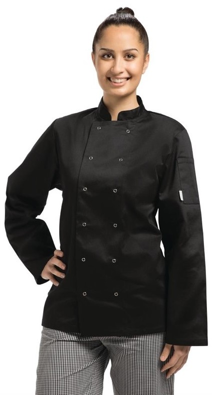  Whites Veste de cuisine mixte Vegas manches longues noire 