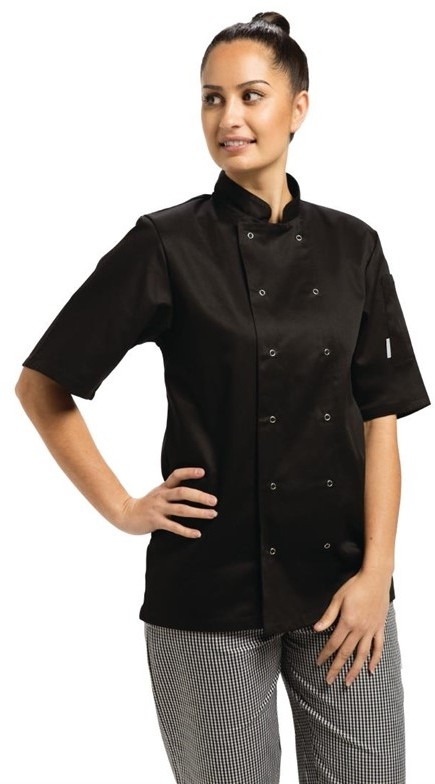  Whites Veste de cuisine mixte Vegas manches courtes noire 