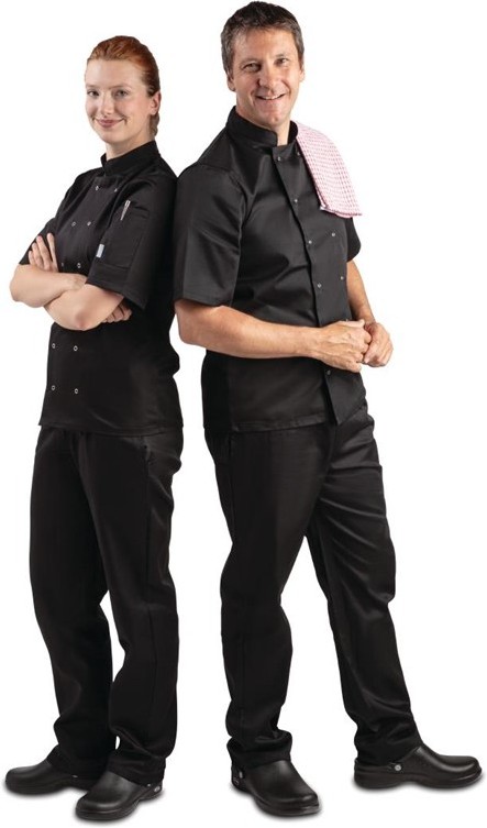  Whites Veste de cuisine mixte Vegas manches courtes noire 