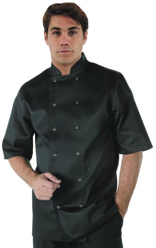  Whites Veste de cuisine mixte Vegas manches courtes noire 