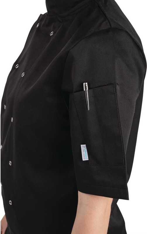  Whites Veste de cuisine mixte Vegas manches courtes noire 