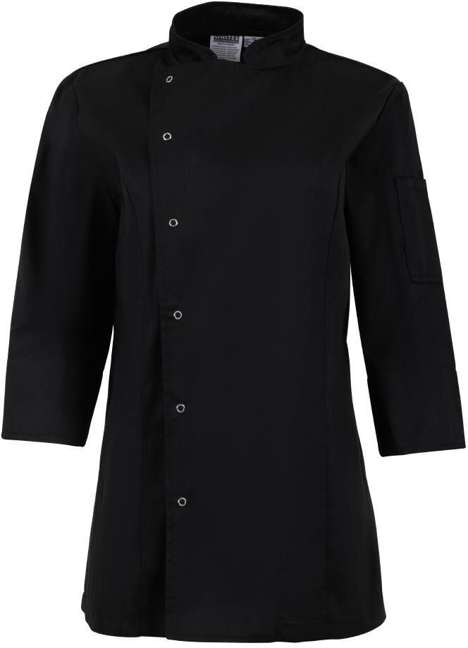  Whites Veste de cuisinier femme ajust&eacute;e noire taille 