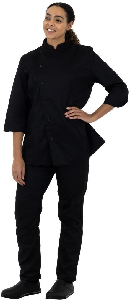  Whites Veste de cuisinier femme ajust&eacute;e noire taille 