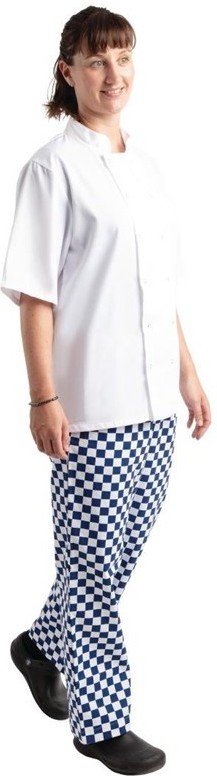  Whites Pantalon de cuisine Easyfit &agrave; carreaux blanc et bleu 