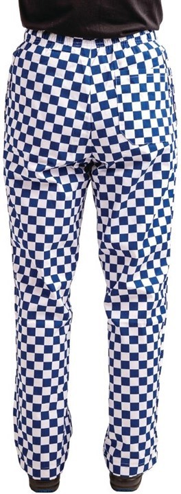  Whites Pantalon de cuisine Easyfit &agrave; carreaux blanc et bleu 